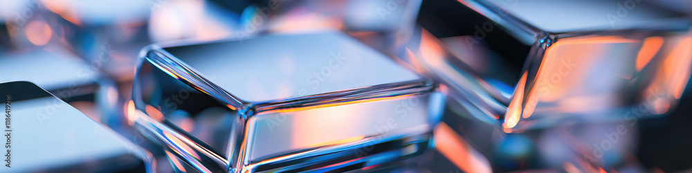 Poster cluster of translucent cubes with light reflections