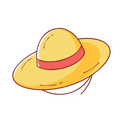 straw hat vector icon, spring vector illustration - simple illustration of straw hat perfect for logos, and spring -themed designs.