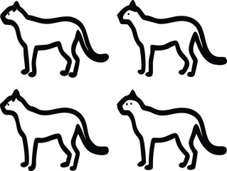 Dog illustrations, simple line drawings, stylized canine outlines, black and white sketches, minimalist dog breeds, side view profiles, various dog poses, cartoon-style dogs