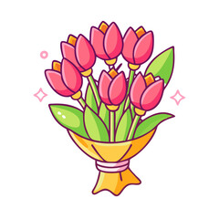 tulip bouquet vector icon, spring vector illustration - simple illustration of tulip bouquet perfect for logos, and spring -themed designs.