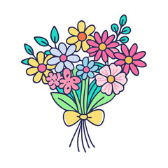 wildflower bouquet vector icon, spring vector illustration - simple illustration of wildflower bouquet perfect for logos, and spring -themed designs.