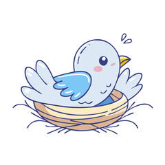 baby bird in nest vector icon, spring vector illustration - simple illustration of baby bird in nest perfect for logos, and spring -themed designs.