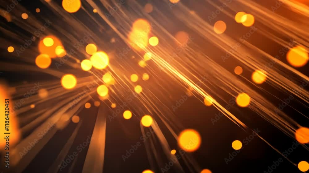 Poster vibrant orange and gold light particles create a dynamic abstract background for artistic projects