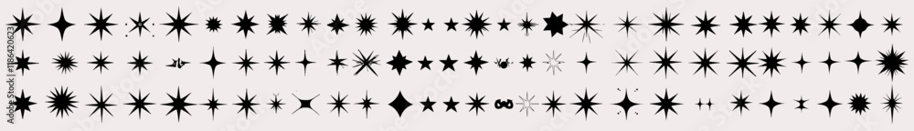 Poster collection of different vector sparkling stars icon, decorative twinkle and bursts forms. shining tw