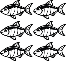 Fototapeta premium A flock of fish silhouette with white background 