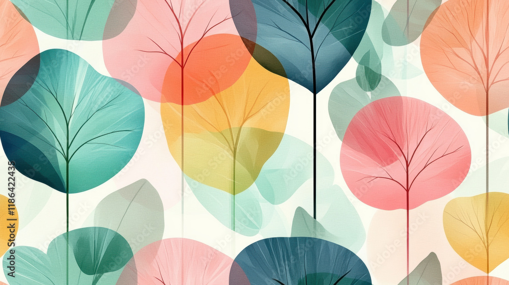 Poster seamless pattern, a serene pastel-toned background featuring delicate elements, perfect for various 