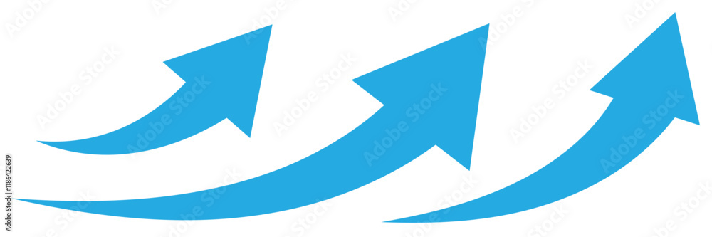 Poster blue curved graph with arrow png file type