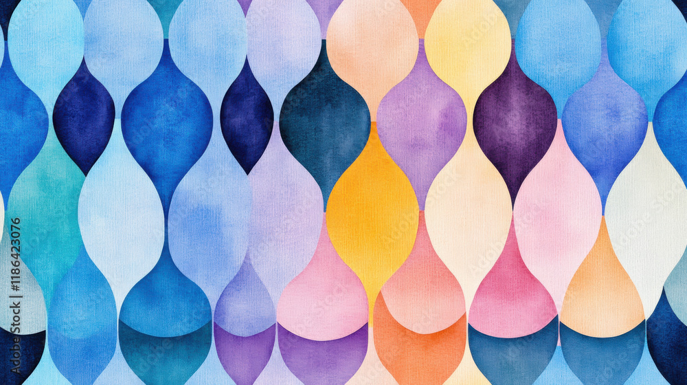 Poster seamless pattern, a serene pastel tone background featuring an abstract raindrop design, suitable fo