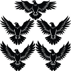 Obraz premium A flock of bird silhouette with white background 