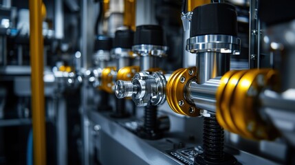 Close-up of industrial machinery with precision components