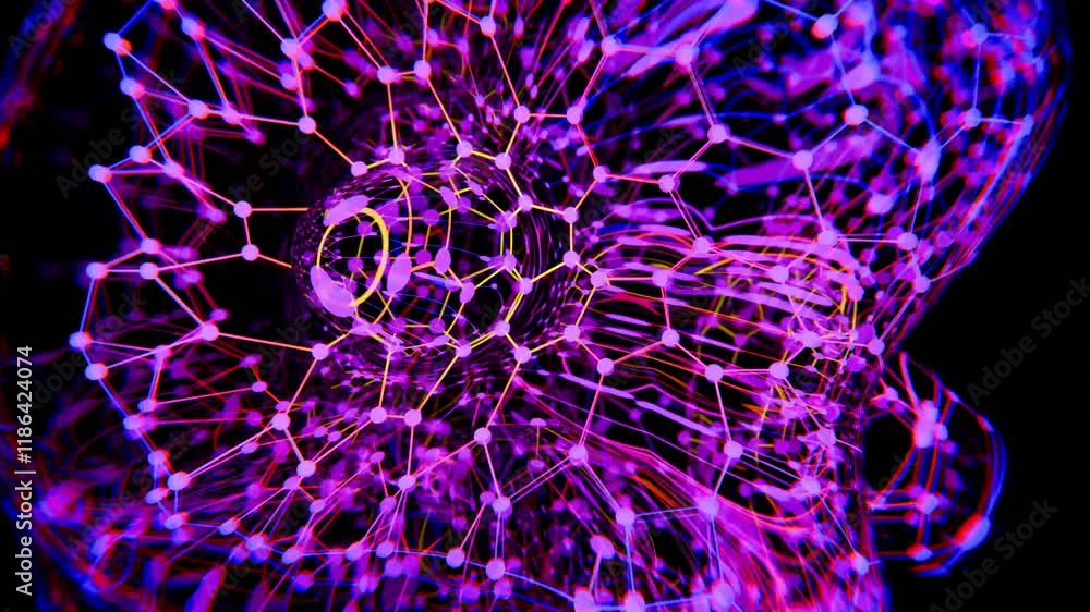 Aufkleber Futuristic Pink and Purple Network Structure with Complex Patterns