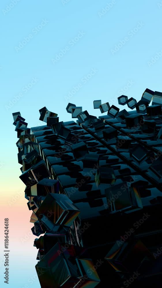 Aufkleber abstract 3d glass cubes on gradient sky background