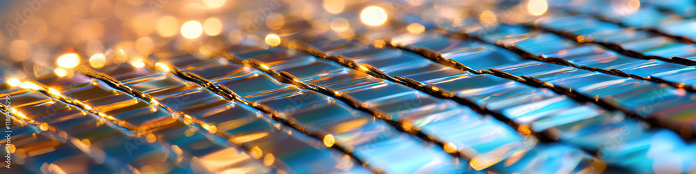 Aufkleber reflective rectangular surface with iridescent hues and bokeh lighting