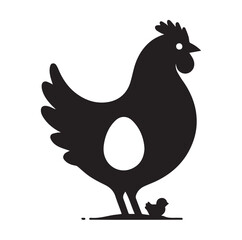 Chicken with her Child vector silhouette