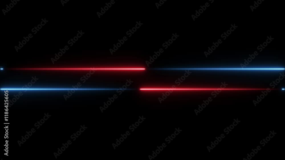 Poster digital data transfer neon line left and right direction animation isolated on black background
