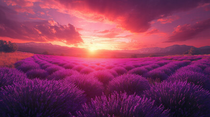 Lavender field at sunset