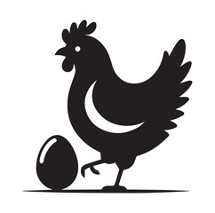 Chicken with her Child vector silhouette