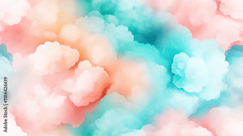 Poster seamless pattern, a serene pastel tone background featuring soft water-like textures, ideal for calm