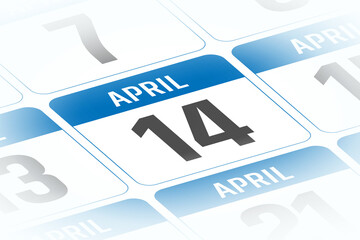 14 April calendar day vector illustration
