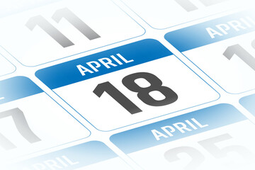 18 April calendar day vector illustration