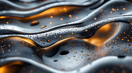 A Unique Visualization of Liquid Metal Intertwined with Intricate Eastern Patterns Blending Tradition and Modernity