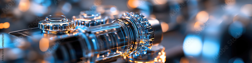 Aufkleber close-up of a complex mechanical device with gears and cylindrical components