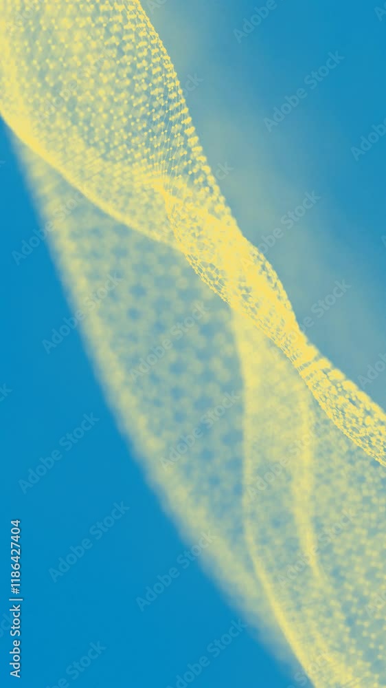 Poster abstract yellow hexagonal mesh wave on blue background