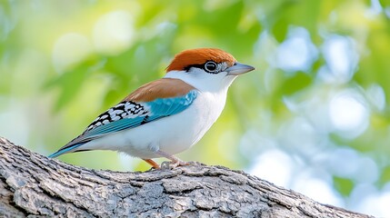 Vibrant Blue winged Bird on Tree Branch  Exotic Avian Wildlife