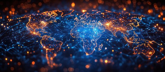 Global network visualization with glowing connections.