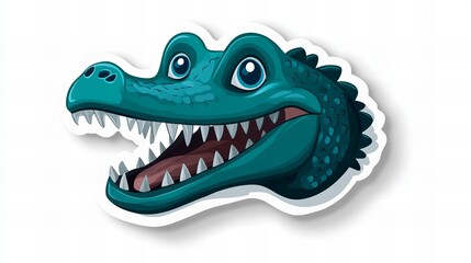 A fun teal alligator sticker with a toothy grin. Perfect for kids!