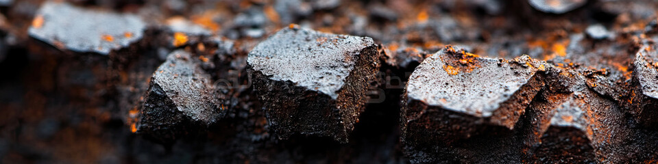 Fototapeta premium Close-up Photograph of Rusted, Fragmented Material