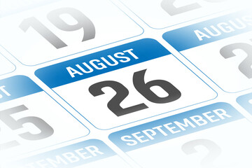 26 August calendar day vector illustration