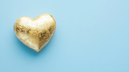 Fototapeta premium Golden Heart on Light Blue Background