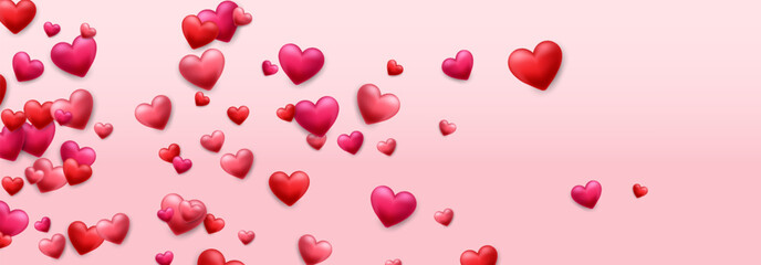 Vector 3D hearts, Valentines day love symbol. Cute love hearts. Realistic romantic emoji. Valentines day vector illustration