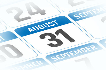 31 August calendar day vector illustration