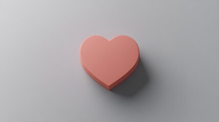 Fototapeta premium Coral Pink 3D Heart on Light Gray Background