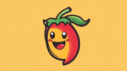 Happy cartoon mango character illustration.
