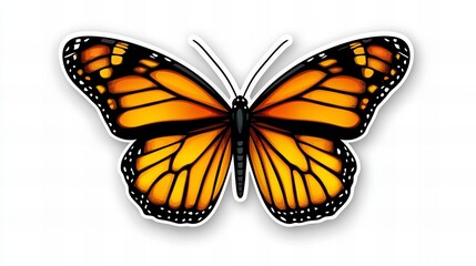 Fototapeta premium Vibrant monarch butterfly with striking orange and black wings. A beautiful nature image.