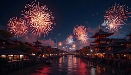 Fireworks Over The Kyoto City