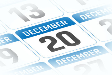 20 December calendar day vector illustration