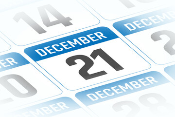 21 December calendar day vector illustration