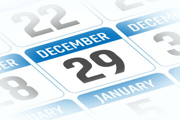 29 December calendar day vector illustration