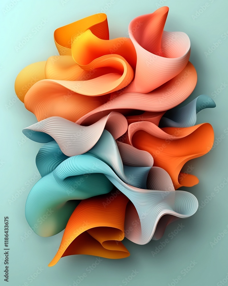 Poster captivating prismatic dreamscape with shimmering iridescent undulating forms and vibrant chromatic e