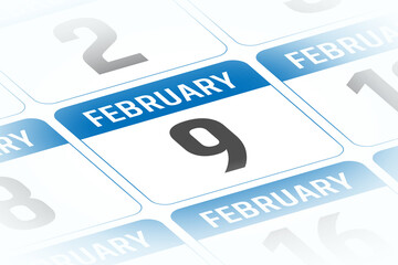 9 February calendar day vector illustration
