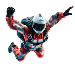 Dynamic Skydiver in Freefall Over Clear transparent background for Outdoor Adventure Themes