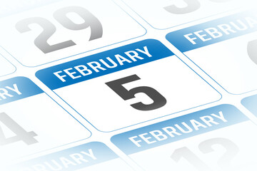 5 February calendar day vector illustration