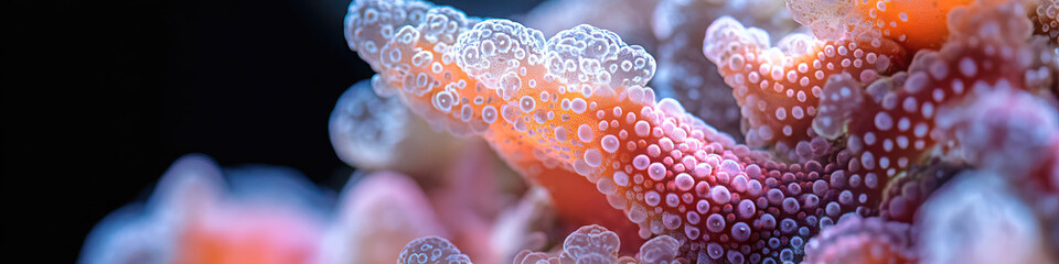 Close-up Photograph of Coral Polyps with Translucent Structures