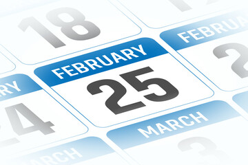 25 February calendar day vector illustration