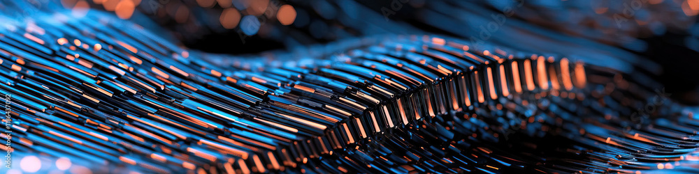 Poster abstract rendering of interlocking metallic prisms
