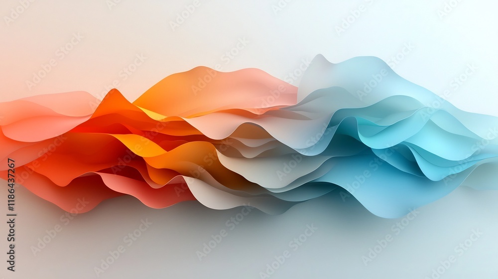 Poster mesmerizing iridescent wavy shapes in vibrant digital art design ethereal hypnotic patterns with fut